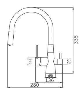 Смеситель для кухни Shevanik S668E с подключением фильтра золото/белый