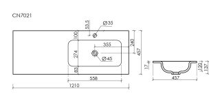 Раковина Ceramicanova Grace CN7021 с чашей справа 120 см белый