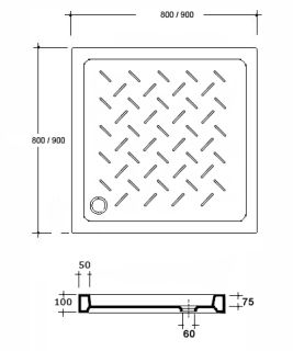 Квадратный керамический поддон RGW CR-099 900х900х100
