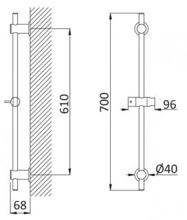 Душевая штанга для ручного душа CEZARES CZR-B-SD-01 черный матовый