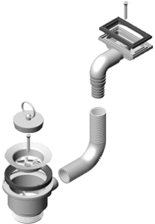 Одинарный сифон Alveus 1012007 FI 70 c горизонтальным переливом