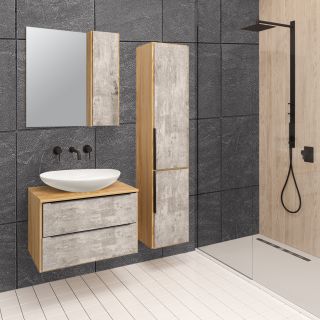 Тумба под раковину Runo подвесная серый дуб (под умывальник Moduo Square 50/Гамма 56/ Infinity 70/ Moduo Leaf 55) Мальта 70 (00-00001098)