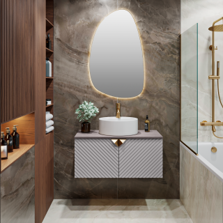 Тумба RUNO Андорра 85 кашемир серый дуб какао подвесная под накладной умывальник (00-00002017)