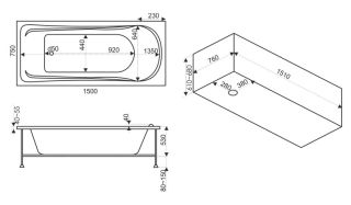 Панель боковая для ванны Bas Бриз 75