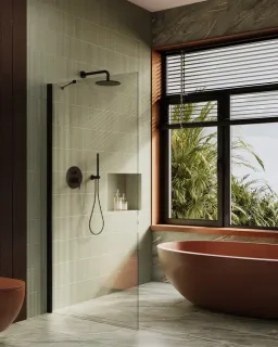 Душевая перегородка в профиле by Deonria P-195-79-8-T-B 79см чёрный/прозрачный