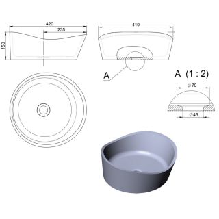 Раковина Holbi Mars 42см белый матовый 1.02.003.11.1