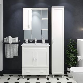 Зеркальный шкаф с подсветкой Misty Дива 65см правый белый