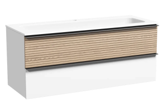 Подвесная тумба под раковину Sancos Delta DL120W 120см дуб светлый/белый