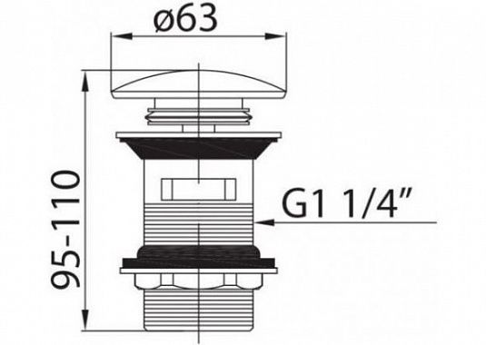 Донный клапан для накладных раковин с системой "Клик-клак" с переливом, золото Cezares CZR-SAT1-03/24
