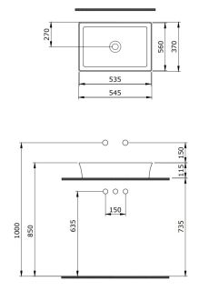 Раковина Berges EGO SL 181069 55см серый матовый