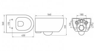 Подвесной унитаз Berges EGO XL Rimless 082138 с функцией биде сиденье дюропласт Okus Slim SO белый