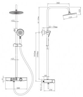 Душевая стойка Berges Morans 075001 с изливом и термостатом хром