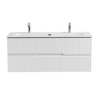 База под раковину Cezares подвесная с двумя выкатными ящиками, Альпака Брашированная, 1200x457x500, DUET-N-1200-2C-SO-AS-P