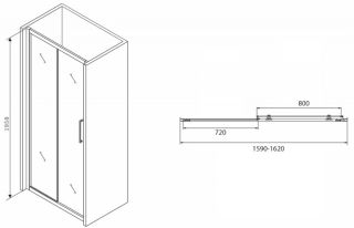 Душевая дверь ABBER Schwarzer Diamant 160см AG30160BH