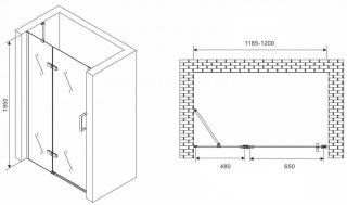 Душевая дверь ABBER Zart 120см чёрный AG08120B