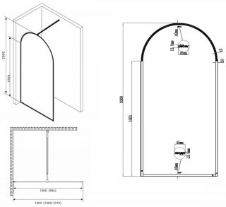 Душевая перегородка ABBER Immer Offen AG64100B 100см чёрный