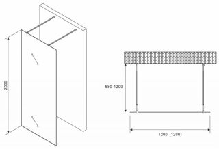 Душевая перегородка ABBER Immer Offen 120см чёрный AG68120B8