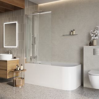 Душевая шторка на ванну BelBagno LUCE-VF-11-90/145-C-Cr хром