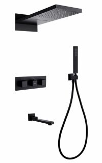 Душевая система ABBER Daheim AF8253B с термостатом чёрный матовый