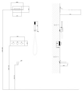 Душевая система ABBER Wasser Kreis AF8150 с термостатом хром