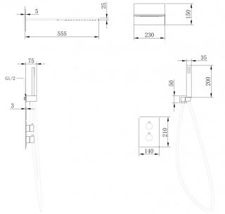 Душевая система ABBER Weiss Insel AF8052W с термостатом белый