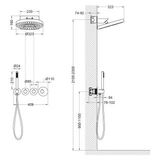 Душевой комплект Timo Saona SX-2329/18SM с термостатом чёрное золото