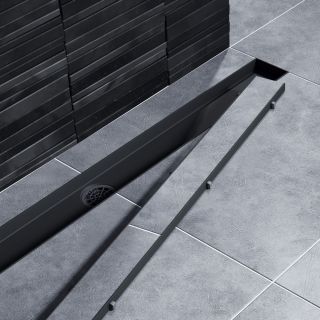 Душевой лоток Timo Drain System DS230208/03 80см с двусторонней панелью plate под плитку чёрный