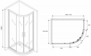 Душевой уголок ABBER Schwarzer Diamant AG01118M 110x80см хром