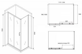 Душевой уголок ABBER Schwarzer Diamant 120x100см AG30120B-S100B