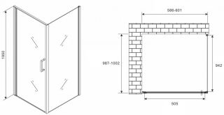 Душевой уголок ABBER Sonnenstrand AG04060M-S100M 60x100см хром