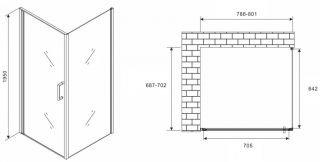 Душевой уголок ABBER Sonnenstrand 80x70см чёрный AG04080B-S70B