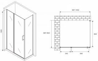 Душевой уголок ABBER Sonnenstrand 100x90см хром AG04100S-S90