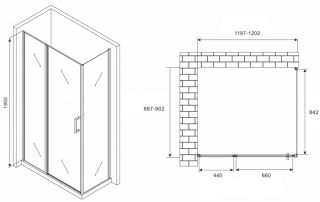 Душевой уголок ABBER Sonnenstrand 120x90см хром AG04120S-S90