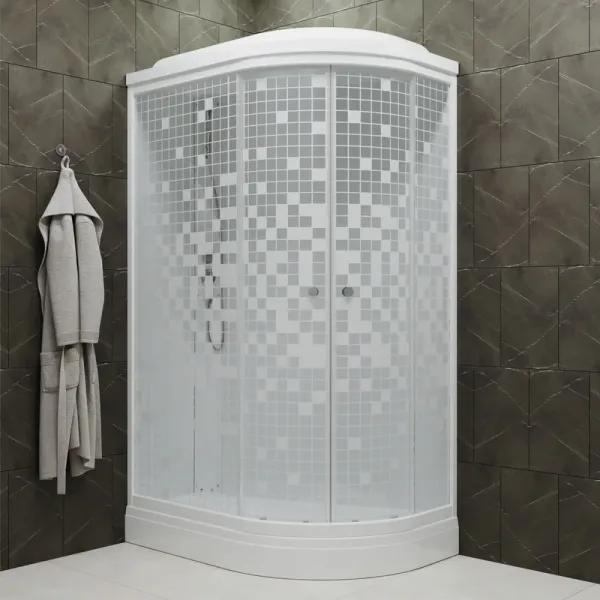 Душевая кабина Triton Коралл Щ0000043487 левая 120x80 см профиль белый стекло мозаика