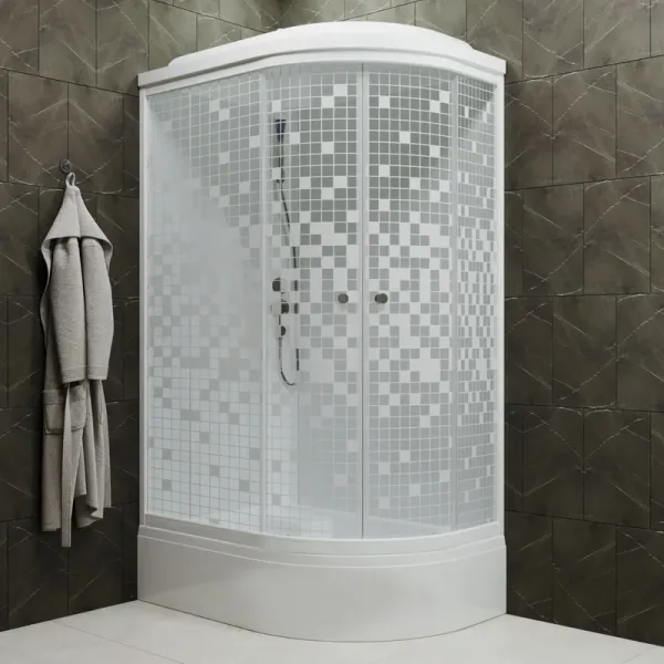 Душевая кабина Triton Коралл Щ0000038532 левая 120x80 см профиль белый стекло мозаика