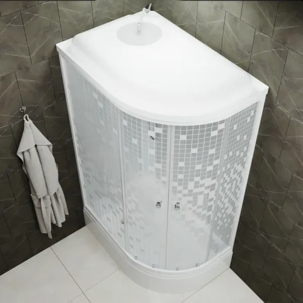 Душевая кабина Triton Коралл Щ0000038532 левая 120x80 см профиль белый стекло мозаика