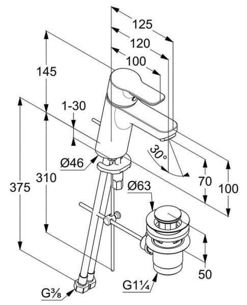 Смеситель для раковины Kludi Pure&Easy хром 372890565