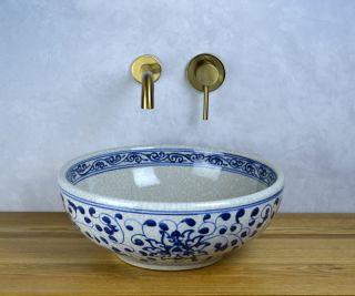 Раковина чаша Bronze de Luxe Melody 2241, белый/синий