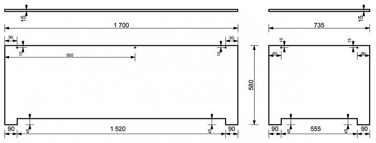 Экран боковой для ванны Эстет Chester silk ФР-00014650 75см белый