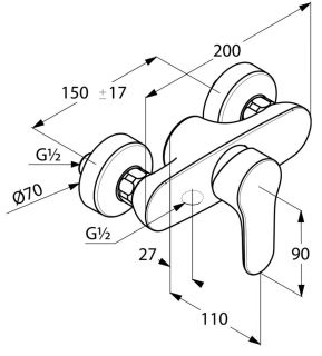 Смеситель для душа Kludi Objekta хром 327640575