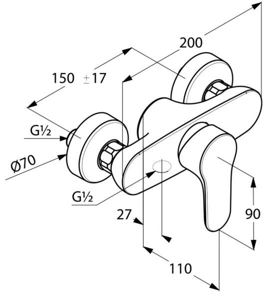 Смеситель для душа Kludi Objekta хром 327640575