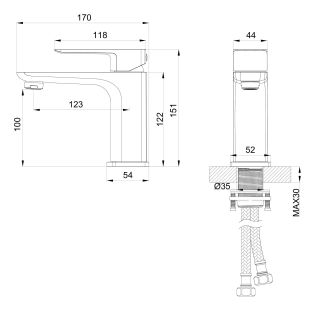 Смеситель для раковины Wonzon & Woghand Edge WW-88139003-MB чёрный матовый