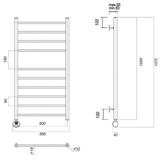 Полотенцесушитель электрический Domoterm Медея П10 500x1000 EL золото