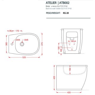 Биде Artceram Atelier ATB002 01 00 *1 белое