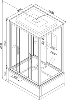 Душевая кабина AvaCan EM 4516 с электрикой 160x85 см