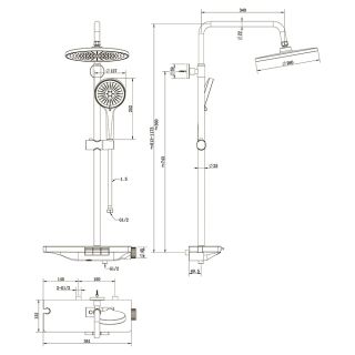 Душевая стойка ENNA, графит брашинг