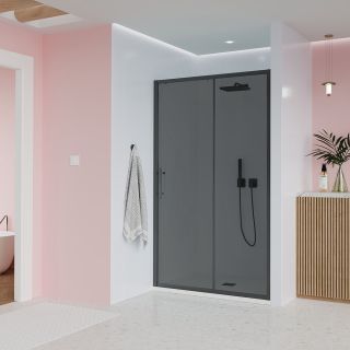 Душевая дверь Veconi Evo 100 GR, 1800x1950, графит брашинг, стекло тонированное матовое