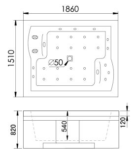Акриловая ванна Gemy G9052 II O R 186x151x82