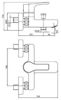 Смеситель для ванны E.C.A. Luna 102802450EX золото