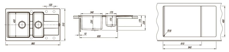 Кухонная мойка Florentina Комби 860К серый шёлк